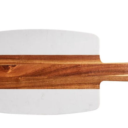 Marble & Acacia Wood Paddle Serving Board – 10.5" x 7.5" Charcuterie Board