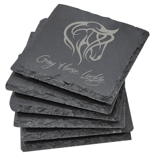 Personalized Square Slate 6-Coaster Set (4" x 4")
