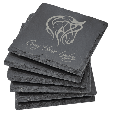 Personalized Square Slate 6-Coaster Set (4" x 4")