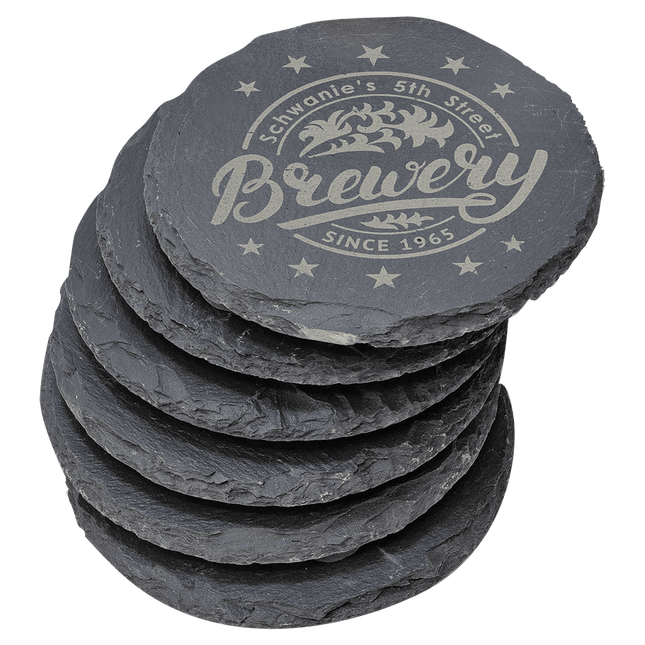 Personalized Round Slate 6-Coaster Set (4")