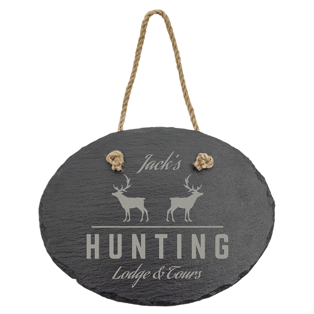 7 3/4" x 6" Oval Slate Decor with Hanger String