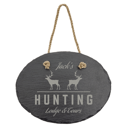 7 3/4" x 6" Oval Slate Decor with Hanger String
