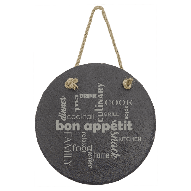 7" Round Slate Decor with Hanger String