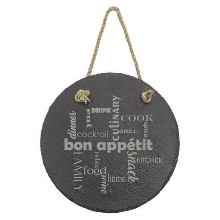 7" Round Slate Decor with Hanger String