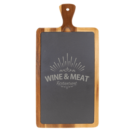 16" x 7 3/4" Acacia Wood/Slate Cutting Board