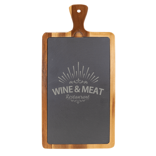 16" x 7 3/4" Acacia Wood/Slate Cutting Board