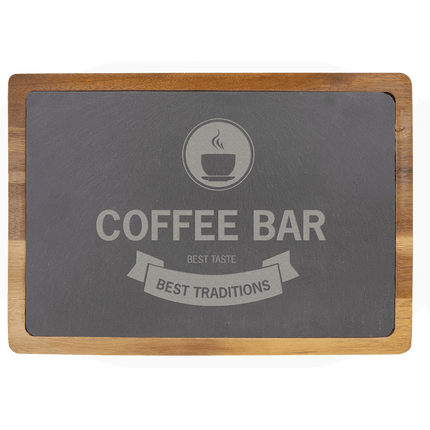 Personalized Acacia Wood & Slate Cutting Board (13" x 9")