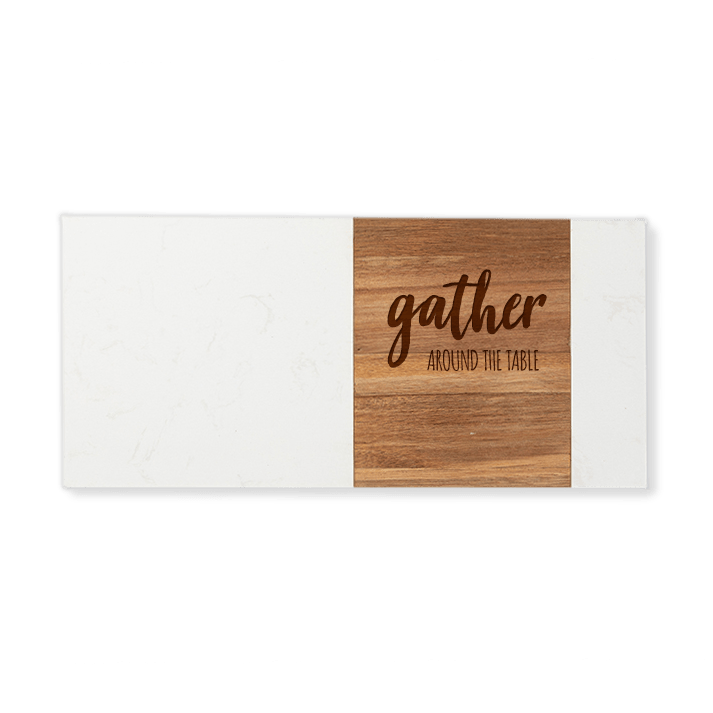 Marble and acacia serving board