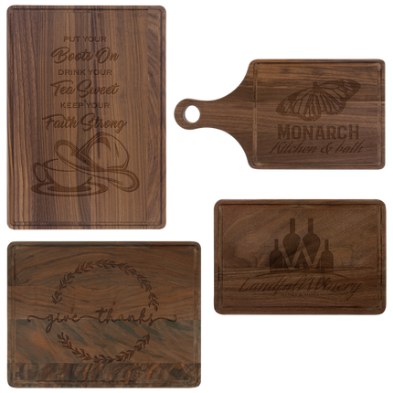 Personalized Walnut Cutting Board – Custom Engraved Charcuterie Board, Multiple Sizes