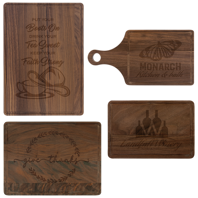 Personalized Walnut Cutting Board – Custom Engraved Charcuterie Board, Multiple Sizes