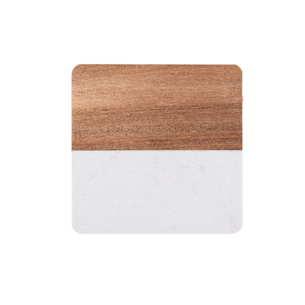 Square marble & wood coaster