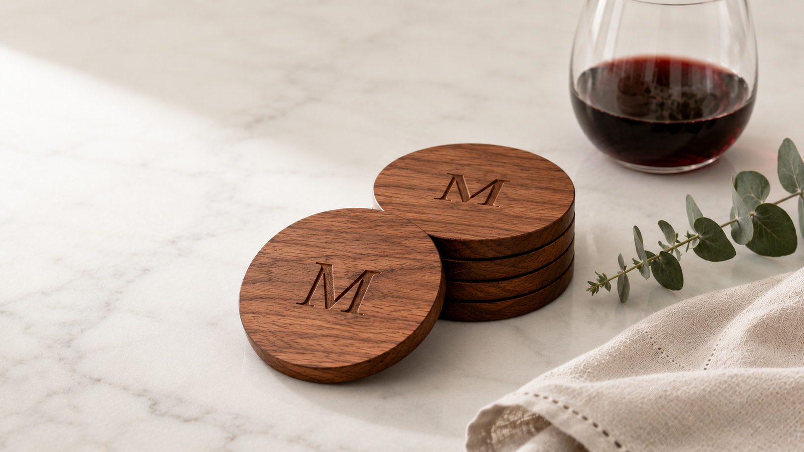 Engraved coasters they'll set out every time they entertain.