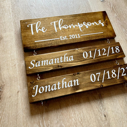 Personalized Family Name Sign, Custom Wood Established Sign with Kids Names and Birthdate, Wooden Est. Sign, Mother's Day Gift