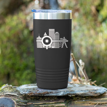 Tulsa Flag Tumbler Engraved Tumbler with Tulsa Flag and Tulsa Skyline, Perfect gift to show of your love for Tulsa