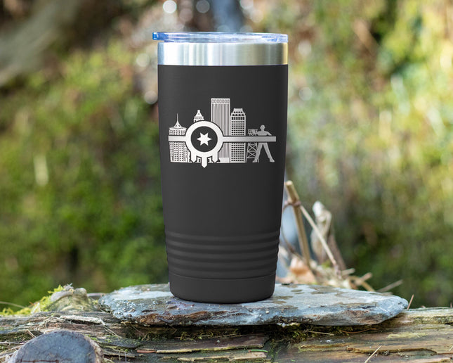 Tulsa Flag Tumbler Engraved Tumbler with Tulsa Flag and Tulsa Skyline, Perfect gift to show of your love for Tulsa