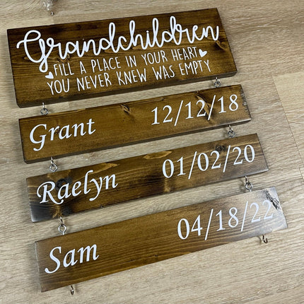 Personalized Wooden Grandparents' Sign: Christmas Gift For Mom "Grandchildren Fill a Place in Your Heart You Never Knew Was Empty"