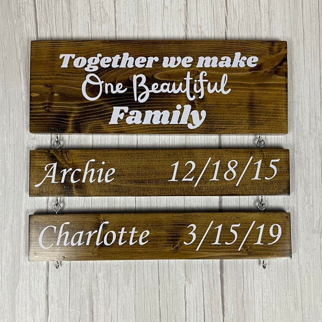 Personalized Family Sign with Kids Names & Birthdates, Custom Anniversary Gift from Husband, Christmas Gift For Mom, Gift from Kid