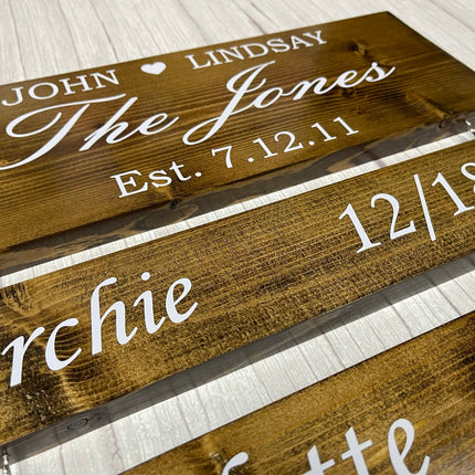 Custom Established Sign with Kids Names and Birthdates, Personalized, Gift for Her, Anniversary Gift From Husband, Mothers Day Gift