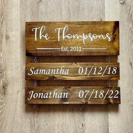 Personalized Family Name Sign, Custom Wood Established Sign with Kids Names and Birthdate, Wooden Est. Sign, Mother's Day Gift