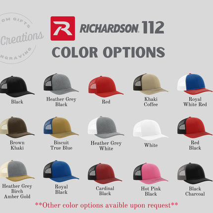 Personalized Dad Trucker Hat with Vegan Leather Patch Laser Engraved Kids Names - Custom Father’s Day Birthday Gift for Him