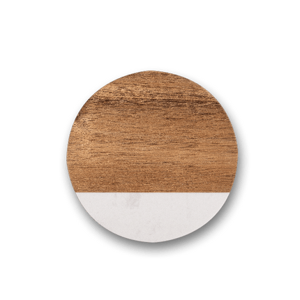 set of 4 - Marble & Acacia Wood Coasters – Square, Hexagon, or Round Engraved Set